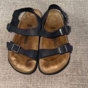 Birkenstock Black Double-Strap Cork Footbed Sandals